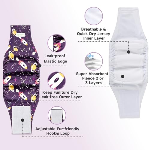 Image of wegreeco Washable Male Dog Belly Band (Stylish Pattern) - Pack of 3 - Dog Diapers Male - Washable Male Dog Belly Wrap (Interstellar, Large)