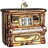 Christmas Decorations and Festive Ornaments - Christmas Glass Blown Ornament, Brown Upright Piano (with Box) Holiday Décor for Xmas