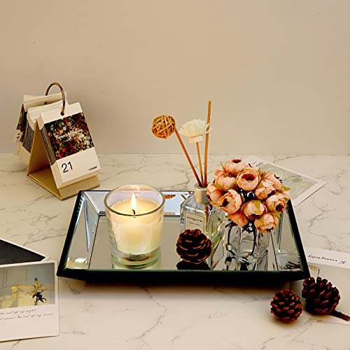 Hipiwe HPWSN00612 Glass Mirror Makeup Vanity Tray Black Rectangle Perfume Tray Jewelry Trinket Organizer Coffee Table Centrepiece Decorative Dresser Tray Bathroom Storage Tray,11.9X 7.9 Inch thumb #6