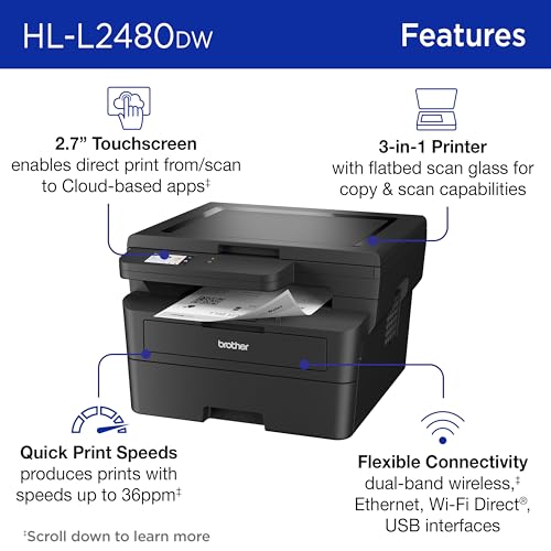 Brother HLL2480DW Hl-L2480Dw Wireless Compact Monochrome Multi-Function Laser Printer thumb #2