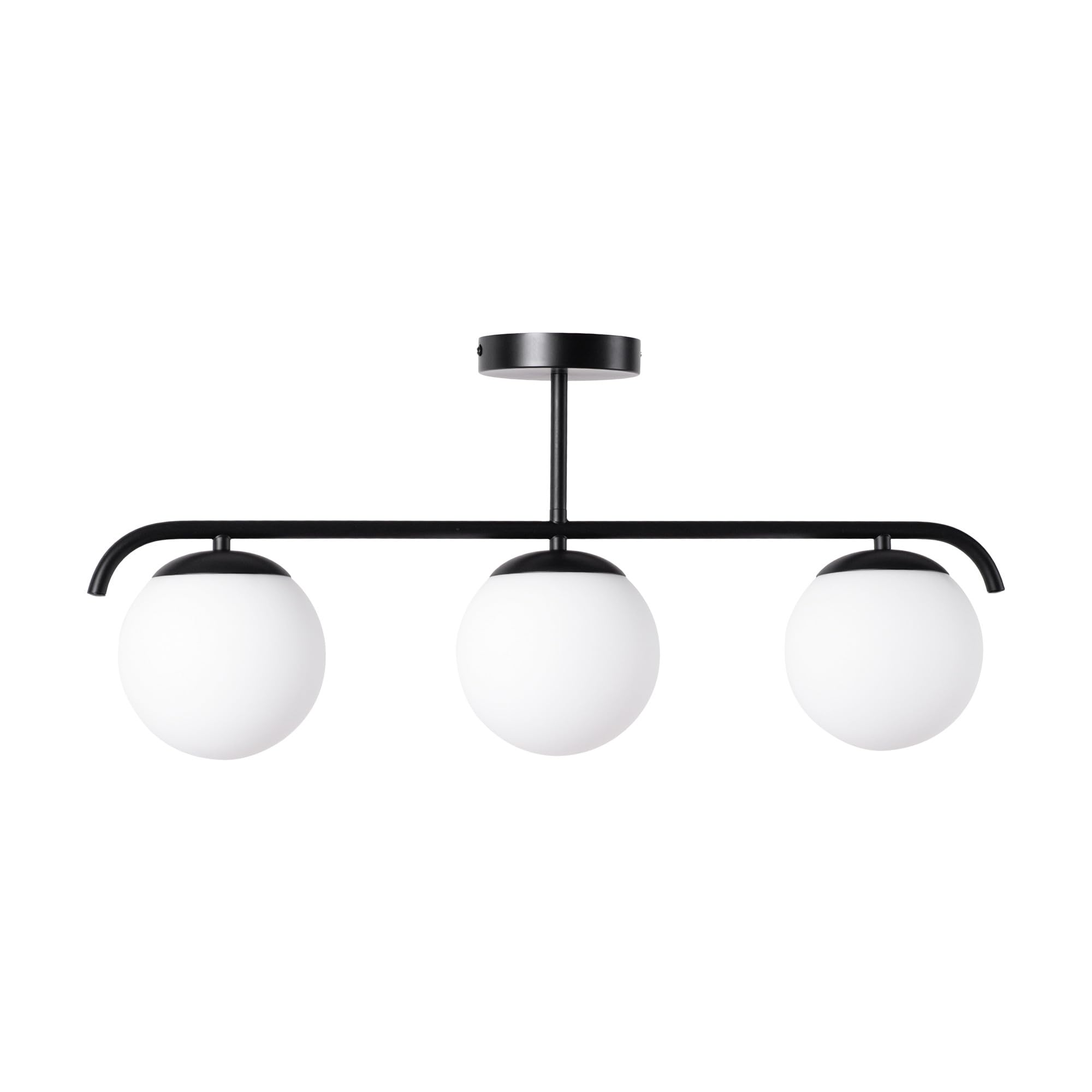 B·LED BARCELONA LED Lampada da Soffitto “Talí” con 3 Sfere in Vetro Opalino – Stile Nordico Minimal – 3xE27 – Struttura in Metallo Nero – Illuminazione Diffusa per Soggiorno, Sala da Pranzo o Camera