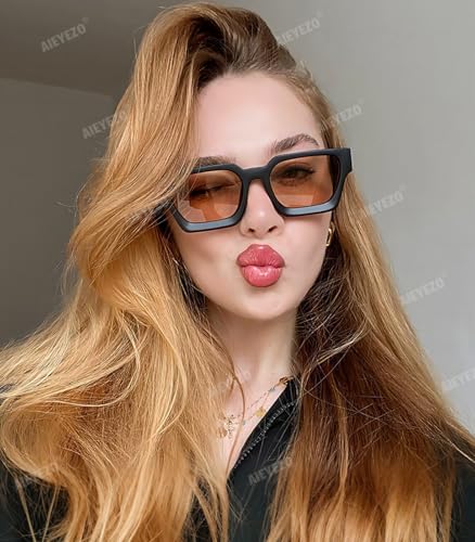 Image of AIEYEZO Square Sunglasses for Women Men Square Thick Frame Sun Glasses Simple Designer Style Shades