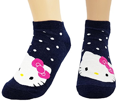 JJMax Women's Hello Kitty Cotton Ankle Socks Set, Cotton Blend Set, One Size,4 Pack4