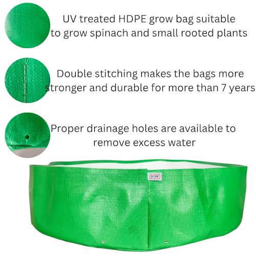 Image of HDPE UV Treated 340 GSM Plant Growing Bags for Terrace Gardening Easy to Use 24 x 06 Inch - Pack of 3