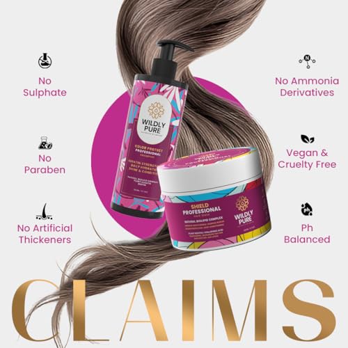 Image of WILDLY PURE Professional Keratin Shampoo & Hair Mask | 7 Days Smoothening | 8 weeks Colour Protection | With Natural Biolipid Complex & Hyaluronic Acid | Deep Conditioning for dry & frizzy Hair (Keratin Combo)
