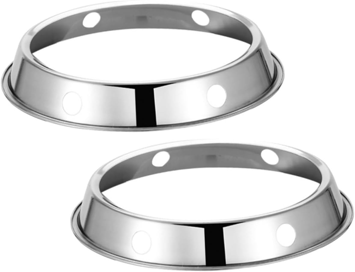 TEHAUX 2pcs Stainless Steel Gas Stove Pot Rack Heat Resistant Wok Holder Sturdy Kitchen Wok Ring for Home Cooking