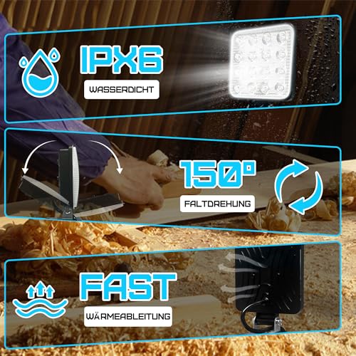 LED-Arbeitsleuchte für BOSCH 18V Akku,18V Arbeitsleuchte mit Unterspannungsschutz, USB-Ladeanschluss, LED-Arbeitsleuchte für Baustelle und Sicherheitsbeleuchtung/Camping(nur Werkzeug)