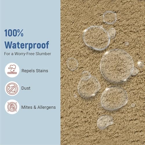 Image of La Verne 100% Waterproof Premium Cotton Feel Mattress Protector Queen Size 78 x 60 Inches | Breathable and Hypoallergenic Ultra Soft Fitted Bed Protector Cover
