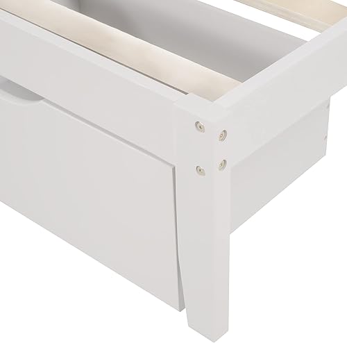 Miniatura 4 de Base de cama de plataforma tamaño matrimonial con cabecero, cama de plataforma con 2 cajones, cama de plataforma de madera, no necesita somier