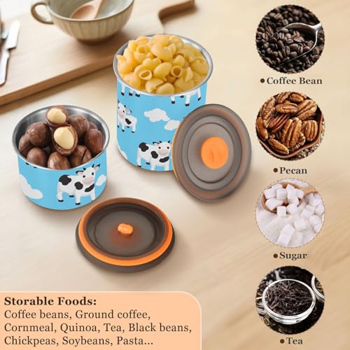 Contenedor de café azul Cute Cow acero inoxidable miniatura 6