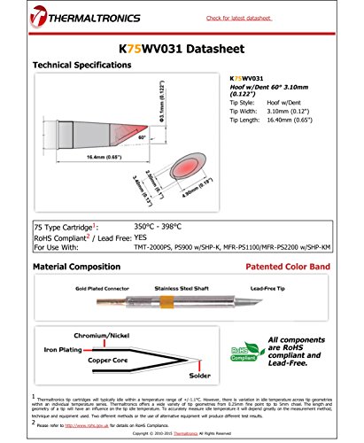 Image of Thermaltronics K75WV031 Hoof w /Dent 60deg 3.10mm (0.122in)