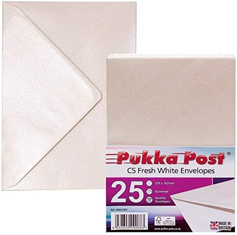 Pukka Pad, Pukka Post Gummed Envelopes - 100 GSM, Pack of 25 - 114 x 162mm, Size C6 - Brights