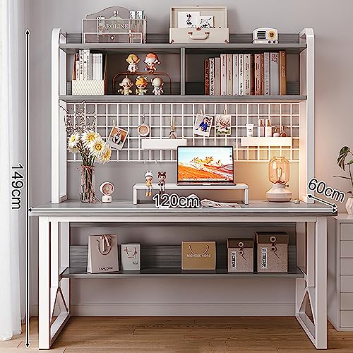 Bureau d'ordinateur avec huche 120 cm et étagère de rangement