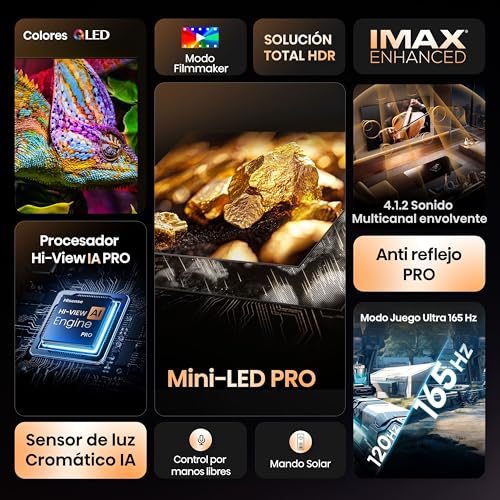 Miniatura 4 de Hisense 65U8Q - Mini LED Smart TV, 4.1.2 Sonido multicanal, Modo Juego Ultra de 165Hz, Anti-Reflection Pro, Full Array Local Dimming, Dolby Vision IQ & Dolby Atmos