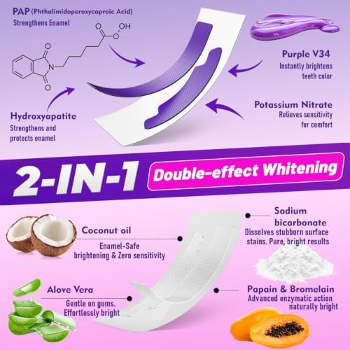 Purple Teeth Whitening Strips Kit, 44 Teeth Whitening Kit with Dry White Strip Technology, Purple Whitening Strips for Teeth, Enamel Safe Whitening Without Sensitivity, Designed for Deep Stain Removal — 사진 4