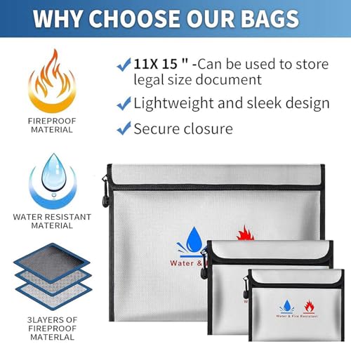 Bolsas para documentos ignífugas impermeables, organizador de joyas y dinero 3