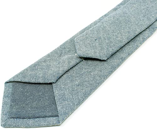 Image of Men's Chambray Cotton Skinny Necktie Tie Textured Distressed Style - 2.5 inch Width