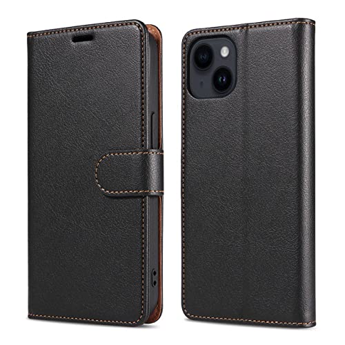 Funda de cuero para iPhone protectora negra de tapa completa Max