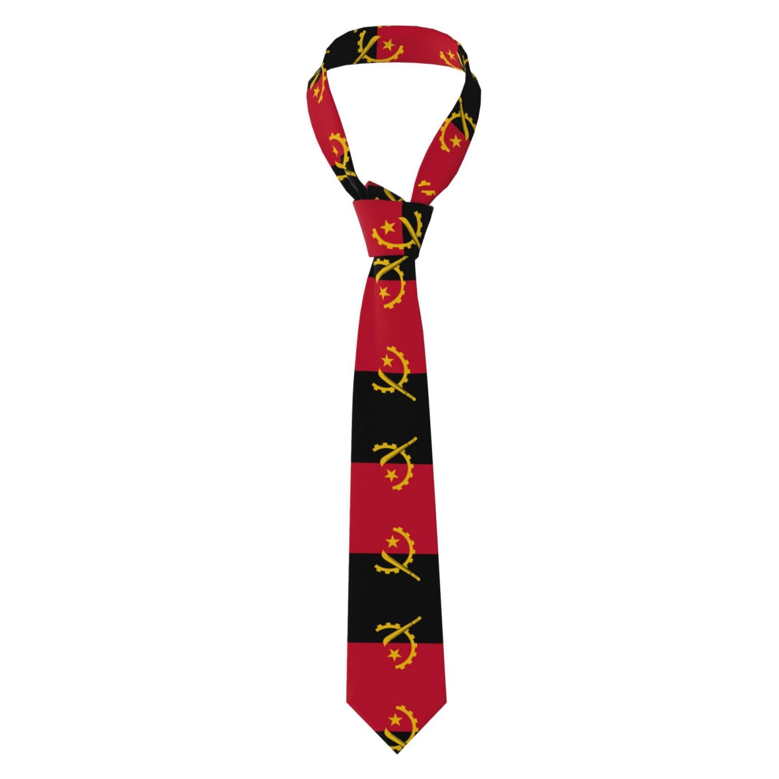 Wzycwb Men's Black Angola Flag Business Ties Classic Suit Ties Perfect For Weddings Ceremonies Interviews And Formal Occasions