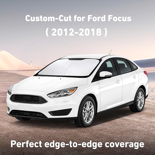 Image of EcoNour Windshield Sunshade Compatible for Ford Focus 2012-2016 2017 2018, Sun Visor for Front Windshield & Window Sun Shade Cover, UV Heat Blocker & Protector, Car Accessories