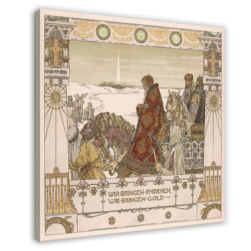 Impression sur toile Heinrich Lefler Journey of The Magi decoration murale salon bureau 40cm