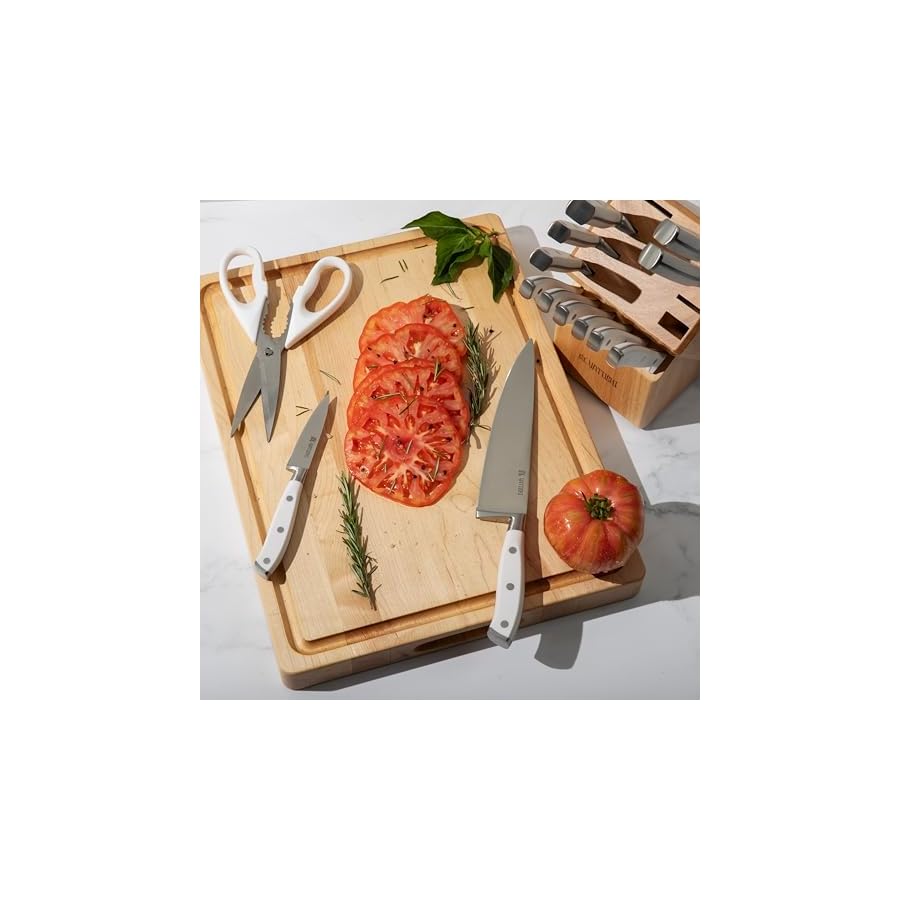 Yatoshi-15-Piece-White-Knife-Block-Set-Pro-Kitchen-Knife-Set-Ultra-Sharp-High-Carbon-Stainless-Steel-with-Ergonomic-Handle Yatoshi 15 Piece White Knife Block Set - Pro Kitchen Knife Set Ultra Sharp High Carbon Stainless Steel with Ergonomic Handle