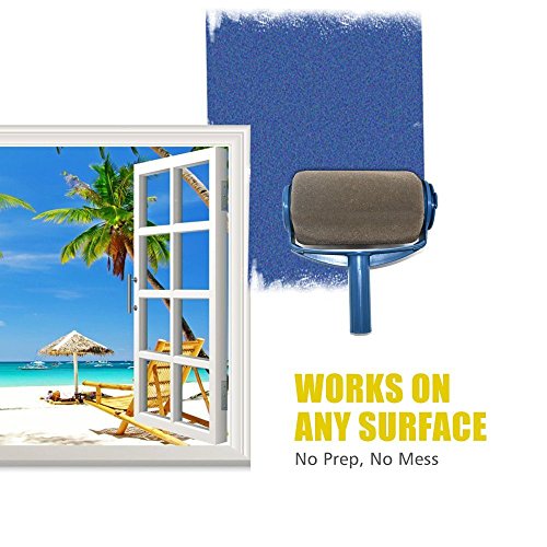 Paint Roller Brush Kit Pro, Wall Painting Handle Tool with Paint Runner Brush, Wall Printing Brush, 3 Extension Poles, Printing Brush Tray, Handle Flocked Edger Room for Walls and Ceiling - Thumbnail 7
