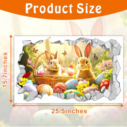 Vinilos Decorativos Conejo 3D Pascua 15.7x25.5 pulg miniatura 4