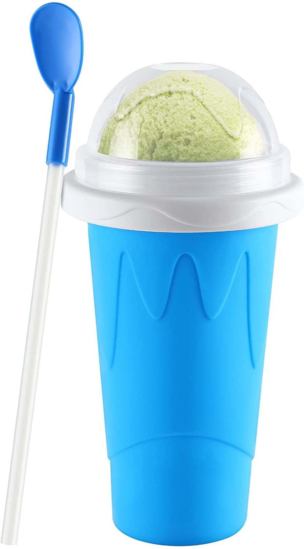 ELECDON Slushy Maker Ice Cup, Travel Portable Double Layer Silica Cup Pinch Cup Hot Summer Cooler Smoothie Silicon Cup Pinch into Ice Children's Adult Slushy Ice Cup