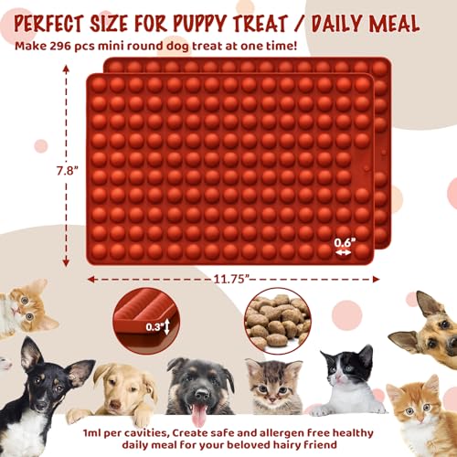 Image of HKNMTT Mini Semi Sphere Shape Molds Silicone, 2x148 Cavities Round Baking Moulds for Dog Treats Snack Candy Chocolate Chip Cookie Wax Yogurt Melts, Oven Safe Small Half Ball Pellet Sheets