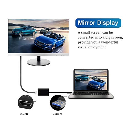 Image of MICROWARE USB 3.0 to HDMI, HD 1080P Video Converter USB to HDMI Adapter with Audio Output Multiple Monitors Compatible with Laptop HDTV TV PC with Windows XP /7 /8 /8.1 /10[Not Support MAC