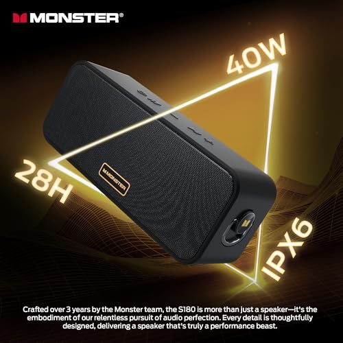 Image of Monster S180 Bluetooth Speaker, Portable Speaker with 40W Stereo Sound,