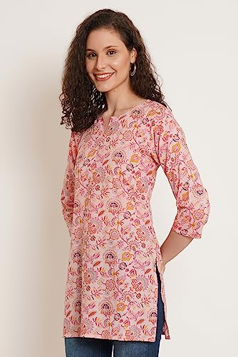 Image of Amazon Brand - Anarva Jaipuri Cotton Printed Short Kurti for Women