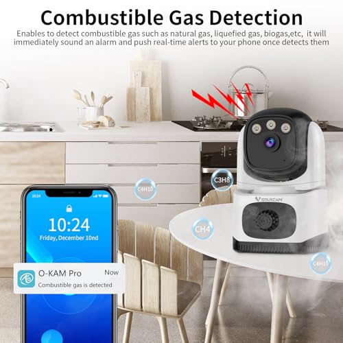 Image of VSTARCAM Indoor Security Camera with Smoke Detection, 2K UHD Smoke Detector Camera, Motion Detection, Auto Tracking, Color Night Vision, 2-Way Audio, Cloud & SD Card Storage(up to 256GB)