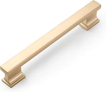 Amerdeco 10 Pack Brushed Brass Cabinet Pulls 5 Inch(128mm) Hole Center Gold Drawer Pulls Cabinet Hardware Kitchen Cabinet Handles for Bathroom Dresser Pulls ZH00013