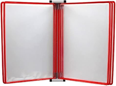 Wall Mount Reference Display System, A4 Flip File Holder with 5 Letter-Size Pockets, Strong and Sturdy, Metal*PVC A