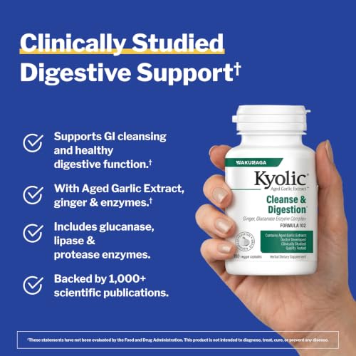 Image of Wakunaga - Kyolic, Aged Garlic Extract, Candida Cleanse & Digestion, Formula 102, 100 Vegetarian Caps