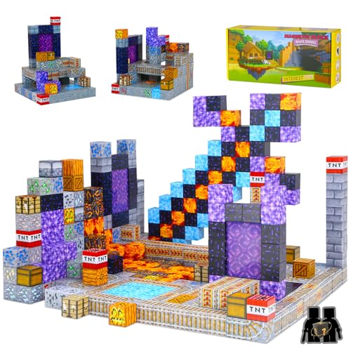 Welmay Construction Magnetique Enfant, 100 Pièces Blocs de Construction Magnétiques, Montessori Construction Jouets Educatifs Jeux Cadeaux pour Enfants à Partir de 3...