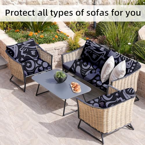 Image of BIETYONE 8Pcs Stretch Patio Cushion Covers,Outdoor Couch Covers Replacement,Outdoor Couch & Sofa Slipcovers,for Patio Furniture Cushion Covers,Washable Reusable urniture Protector(Grey Pigeon,8PCS)