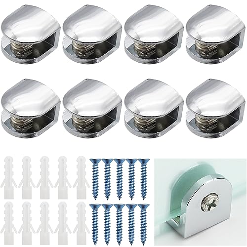 CTRICALVER 8 Piezas Abrazadera de Vidrio, Soporte Estante Cristal, Abrazadera de Vidrio Ajustable Soporte, Aleación de zinc soporte para vidrio de 6-8 mm de espesor