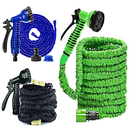 Garden Hose Pipes Expandable 75FT Expanding Magic Water Hosepipe for Garden with 7 Function Spray Gun Nozzle & 3/4, 1/2 Fittings Flexible Extra Strength Watering Hose Lightweight Easy Storage-Green