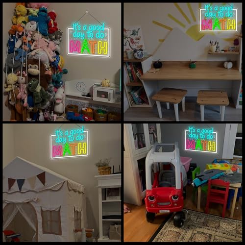 Image of Horseneon It's A Good Day to Do Math Neon Sign Led Light Dimmable Math Neon Sign for Classroom Neon Lights for Classrooms LED Classroom Signs Gift for Teachers Children