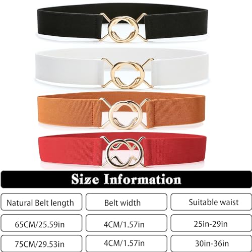 4 packs of Women's Thin Elastic Belt Women's Alloy Buckle Elastic Women'sBelt DressBelt3