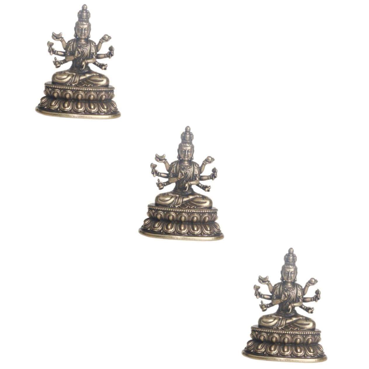 Statue en laiton Bouddha ensemble de 3 pièces à offrir pour la maison