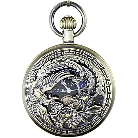 OGLE Waterproof Bronze Phoenix Pocket Watch Cover