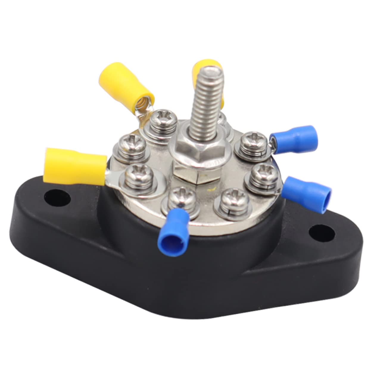 2 Set Morsetto Distribuzione Batteria Auto Terminale Bus Bar Vie Nero con Viti e Terminali per Sistemi Elettrici Auto Rv Resistente e Antiruggine