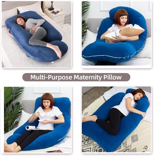 Image of ALLOPERA U-Shape Full Body Pregnancy Pillows, Maternity Pillow for Sleeping Support for Legs, Back, Neck, Shoulder, Hips, Belly for Pregnant Woman, 57 inch Prenancy Pillow (BLUE098)