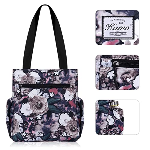Image of KAMO Floral Tote Bag - Waterproof Lightweight Handbags Travel Shoulder Bag for Hiking Yoga Gym Swimming Travel Beach