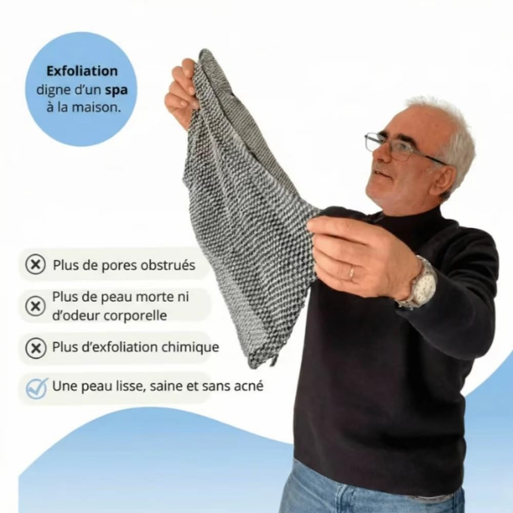 Serviette de douche exfoliante antibactérienne - Inovia, Doux et confortable, Durable - Pour Hommes and Femmes