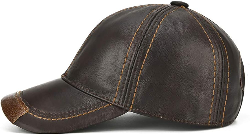 Miniatura 2 de Gudessly Gorra de béisbol ajustable de piel de vaca auténtica para hombre, para otoño, invierno, deportes al aire libre